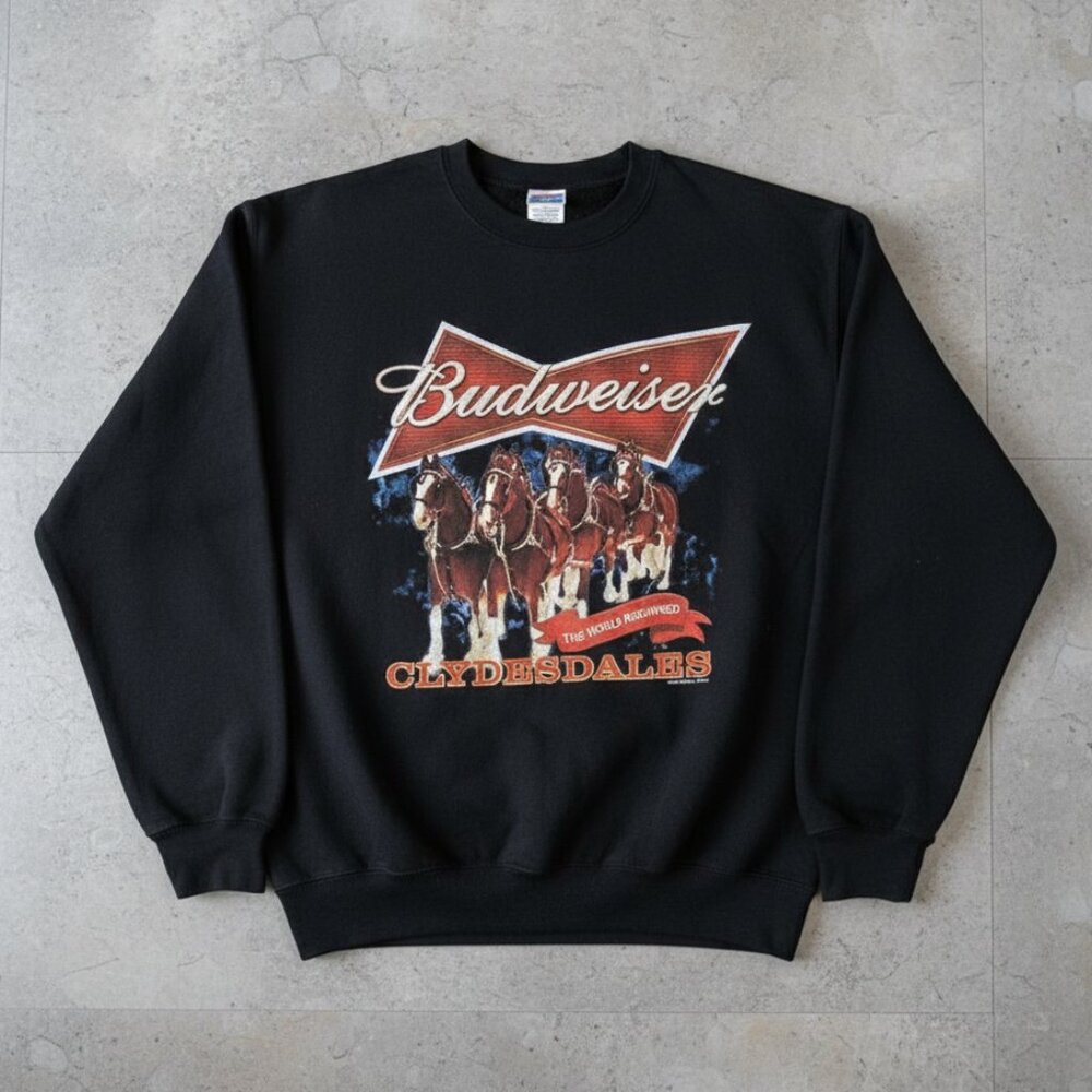 World Renowned Clydesdales Beer Brand Vintage Graphic Crewneck Sweatshirt Black